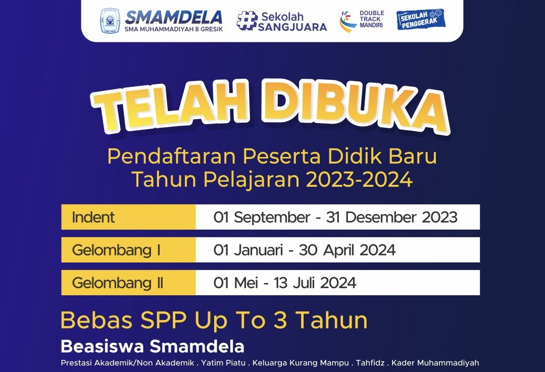 SMA Muhammadiyah 8 Gresik Buka PPDB Jalur Indent, Beri Peluang Beasiswa Hingga 3 Tahun