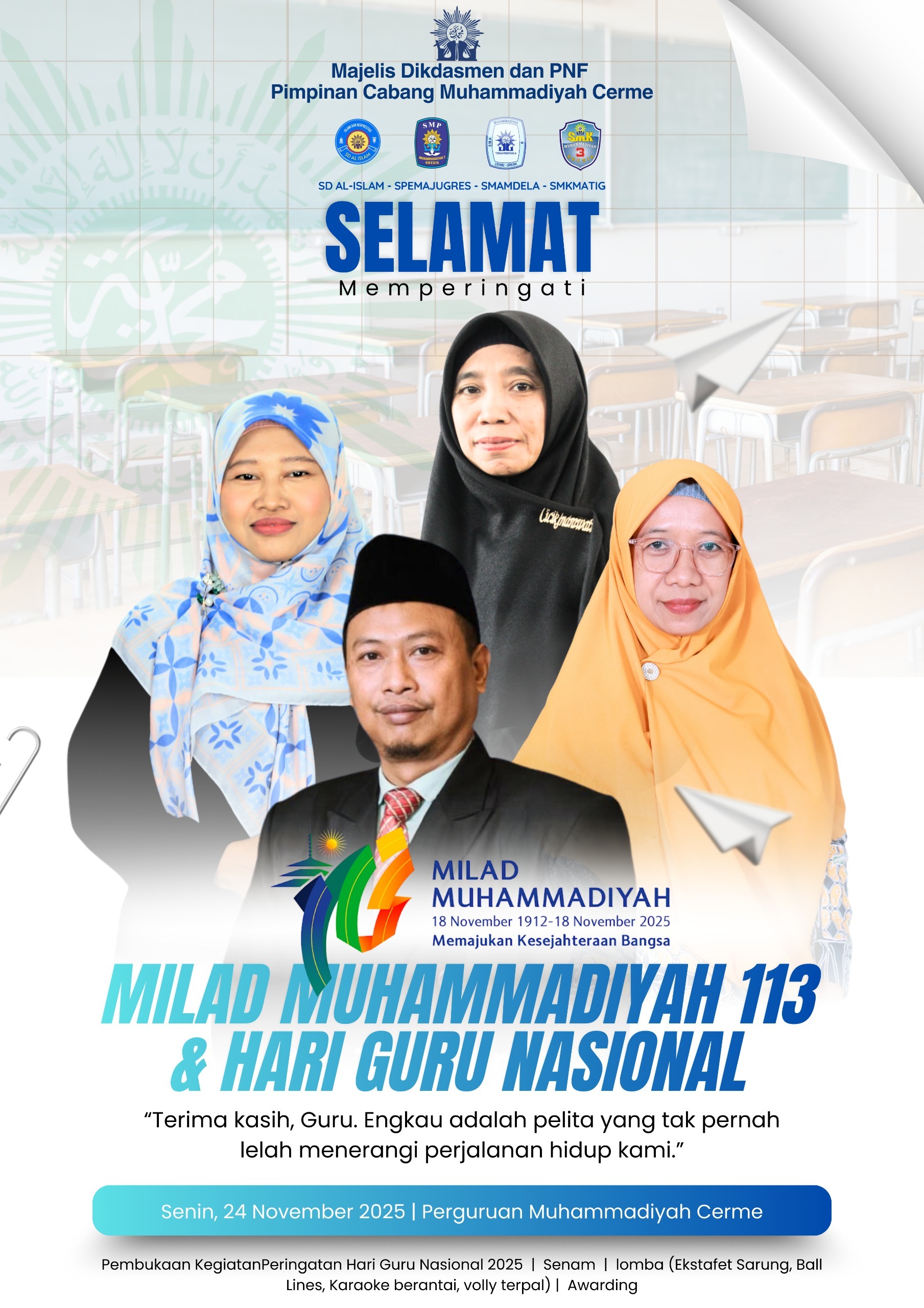 Milad Muhammadiyah 113 & Hari Guru Nasional